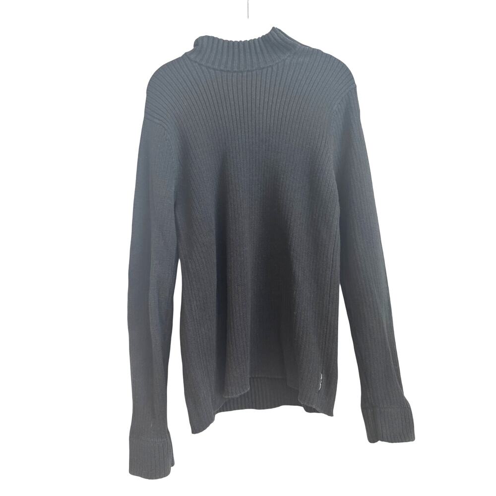 Armani Exchange Size Med. Black knitted Sweater with Side zipper on Collar